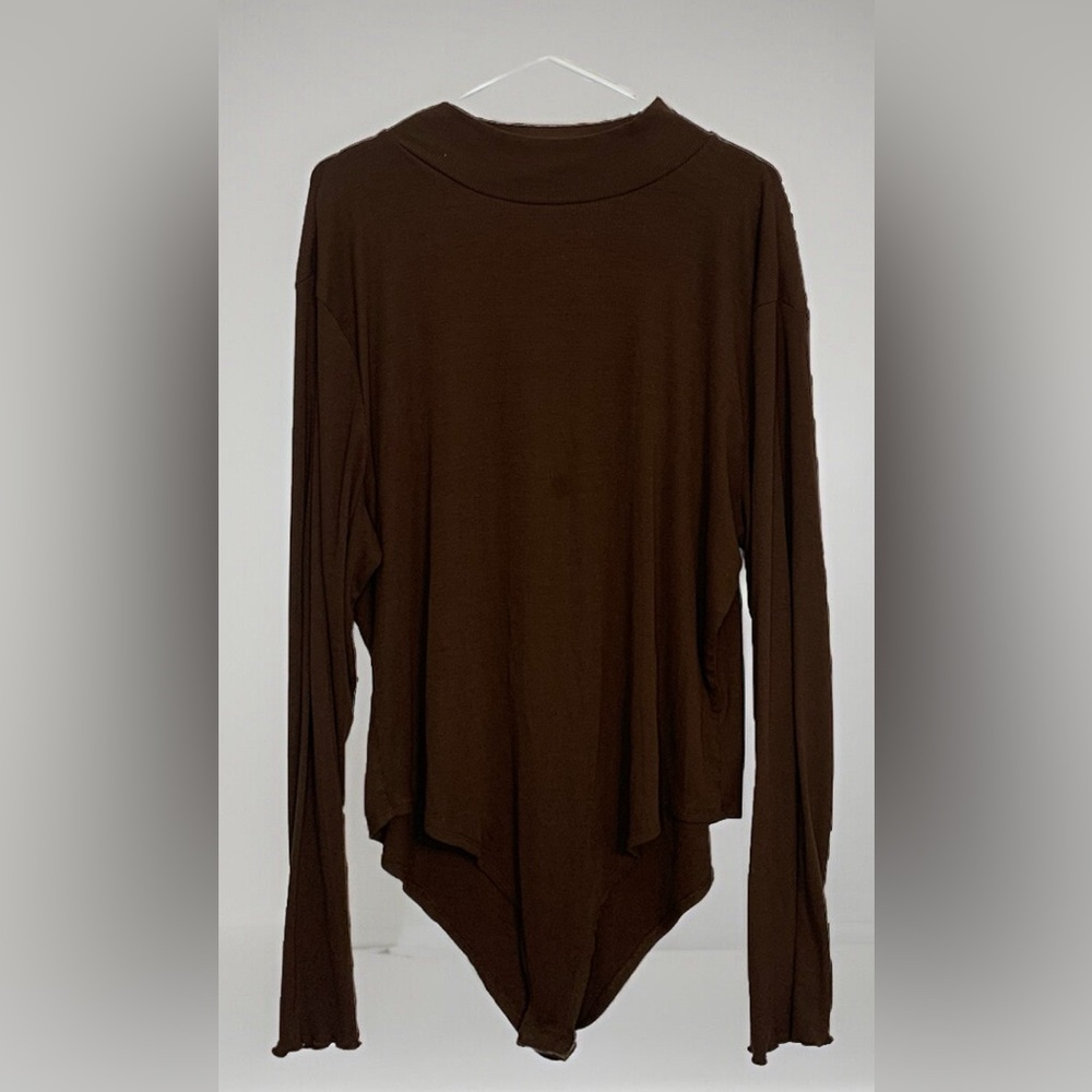Cider Women Size 4X Brown Bodysuit Long-Sleeve Jersey